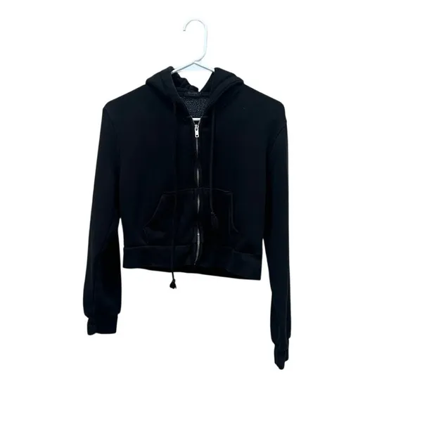 Brandy Melville John Galt Black CRYSTAL HOODIE one size - Image 4