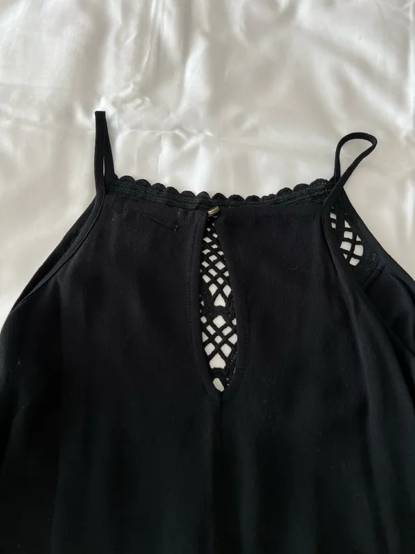 Black Crochet Detail Tank Top - Image 4
