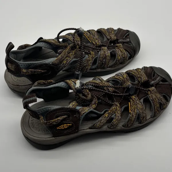 Keen Whisper Waterproof Sandals Brown Yellow Bungee Hiking Shoes Womens 8 - Image 3
