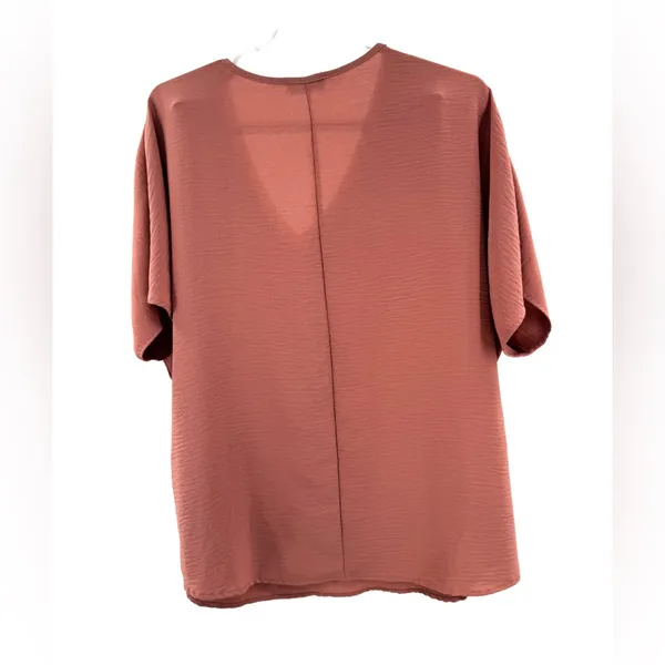 Entro Dusty Rose Blouse cap sleeve L lightweight office work casual layering - Image 2