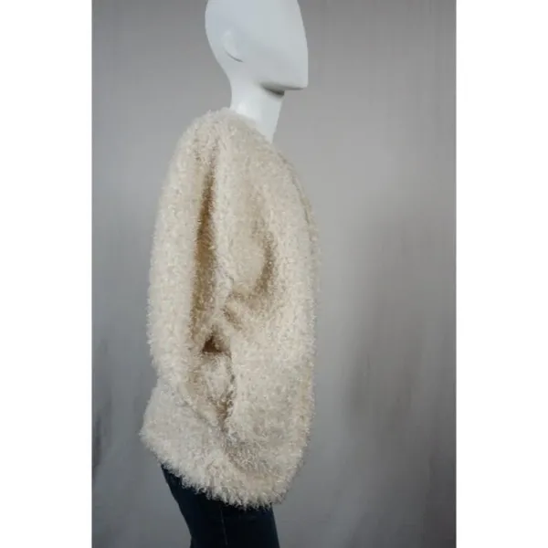 H&M Off White Poodle Fur Open Style Fuzzy Coat Size 8 (M) - Image 2
