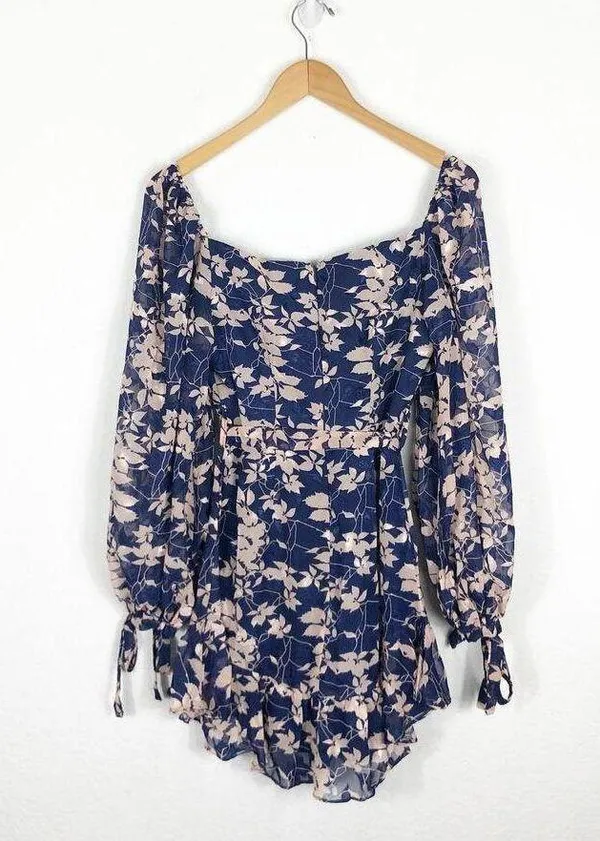 NWT Petal & Pup Navy Floral Mini Dress Size Small Long Sleeve Aline Ruffle - Image 12