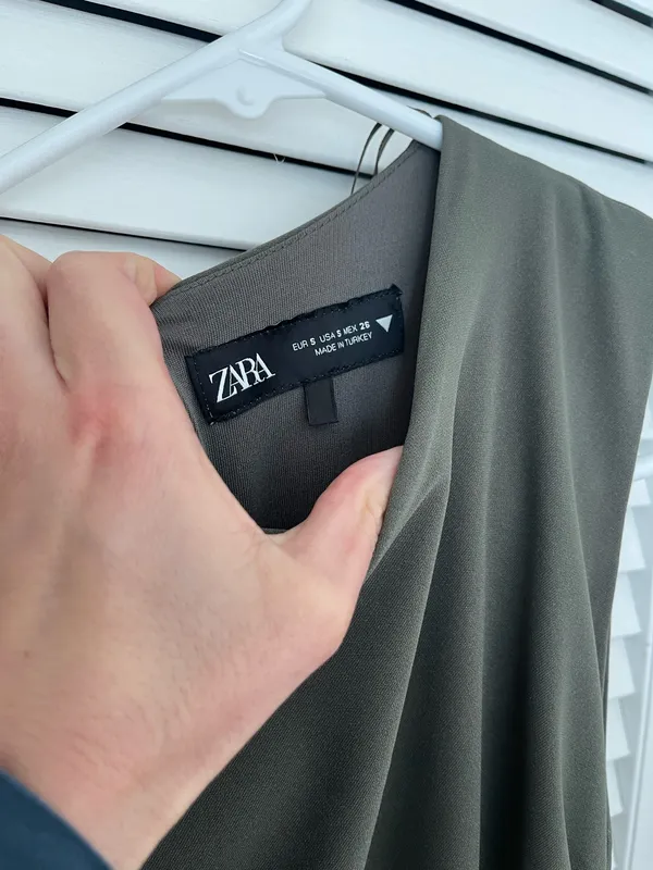 Zara Olive Green Mini Dress - Image 4
