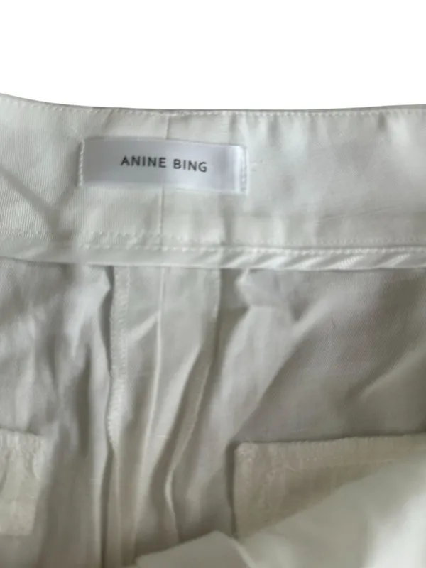 ANINE BING Candice White High Rise Linen Blend Shorts Size 40 US 10 - Image 8