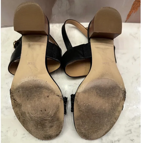 Talbots Mimi Woven‎ Black Leather Block Heel Slingback Sandals 6.5M - Image 9