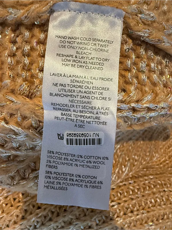 Anthropologie Maeve NWT Cozy Open-Front Chunky Knit Metallic Gold Cardigan - Image 9