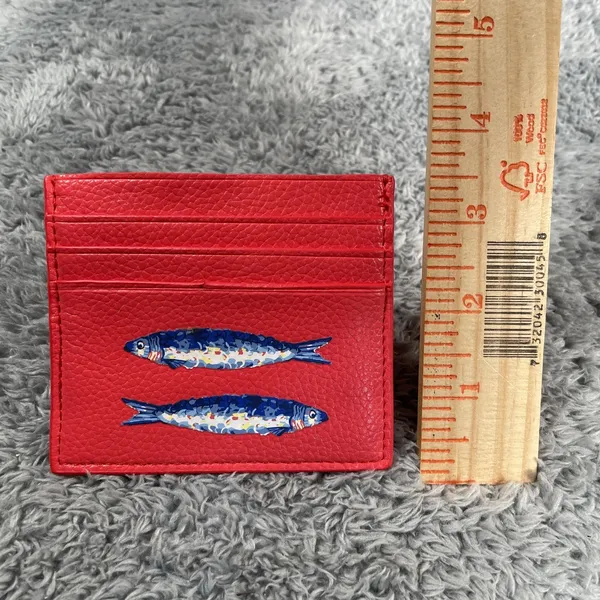 Vera & Lucy Vera Bradley Sardine Fish Card Case Wallet Slim Credit Card Red Blue BTF 6 Slots - Image 6