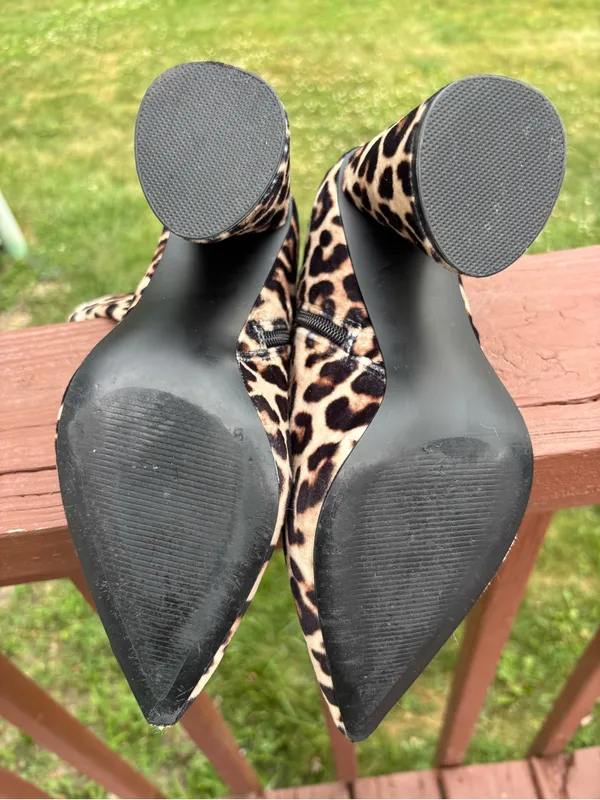 Steve Madden Leopard-Print Pointed Toe Ankle Boots - Black/Tan/Cream - Image 8