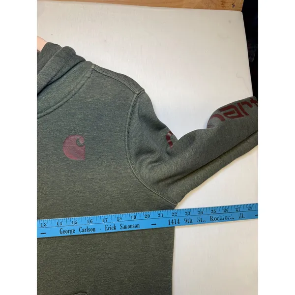 Carhartt Womens Relaxed Fit Logo Graphic Hoodie Olive Green 102791 G01 Size‎ L - Image 6
