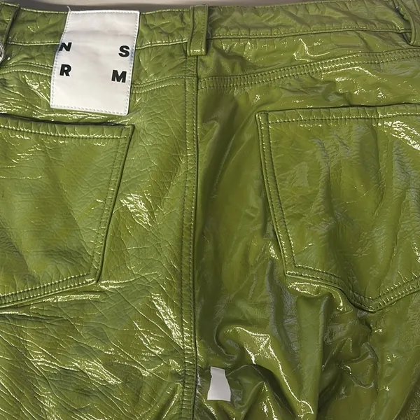RTR SZ 30/10 green faux leather straight leg simon miller pants trouser patent - Image 11