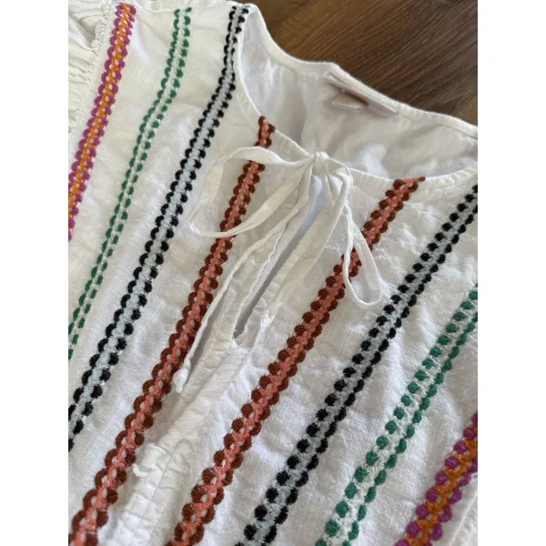 Knox Rose Women’s Dress XL White Multi Color Embroidered Boho Casual Pockets EUC - Image 8