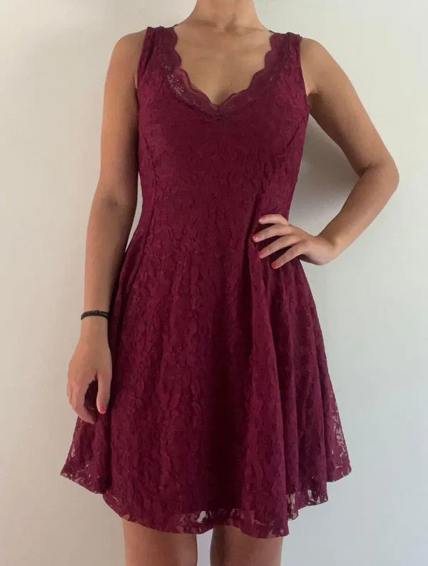 Charlotte Russe Red Wine Dress Lace - Image 4