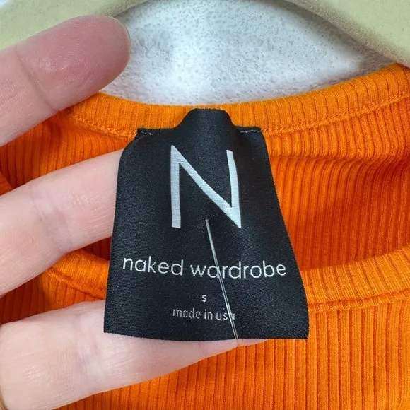 Naked Wardrobe Ribbed Crop‎ Tank Top Orange Racerback Sleeveless Size S - Image 4