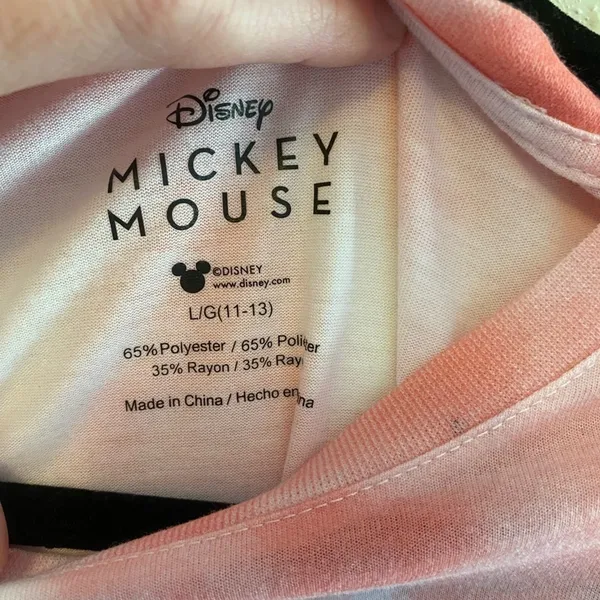 Disney Mickey Mouse Red White Tie Dyed Lightweight T-Shirt Sz Juniors L (11/13)‎ - Image 4