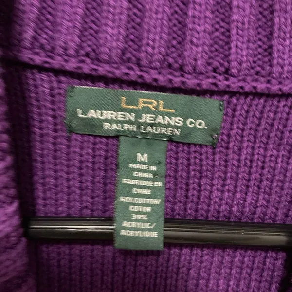 Ralph Lauren *Lauren Ralph Lauren Lauren Jeans Co. New Purple Shawl Collar Button Knit Sweater #PW - Image 3