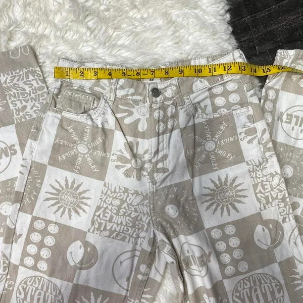 H&M Smiley Patchwork All Over Print Smiley Face Straight Wide Leg Streetwear - Image 2