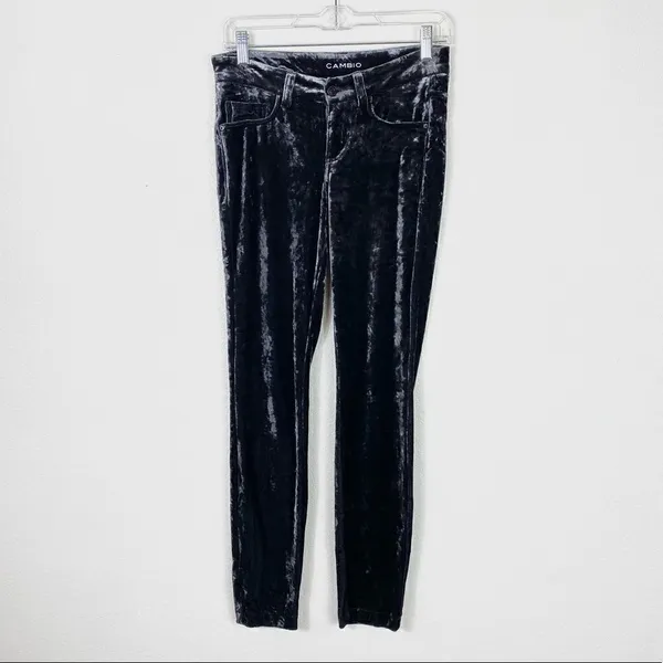 NWOT Cambio Lea Navy Crushed Velvet Skinny Pants - Image 3