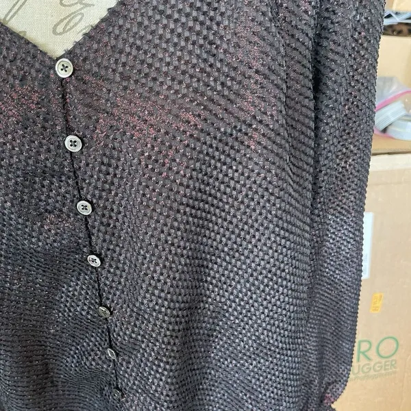 Current Air Womens Blouse Size Large Top Long Sleeve Dark Academia Gothic Chic - Image 5
