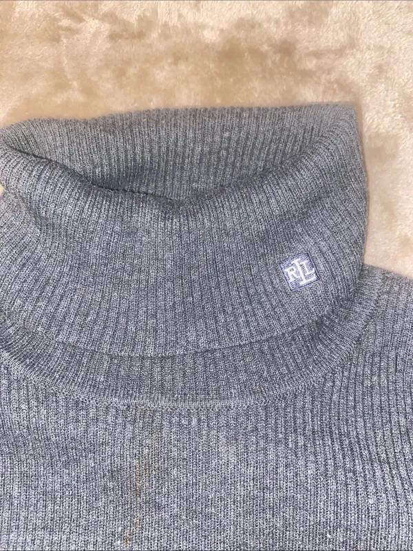 Lauren Ralph Lauren Charcoal Ribbed Turtleneck Sweater - Image 3