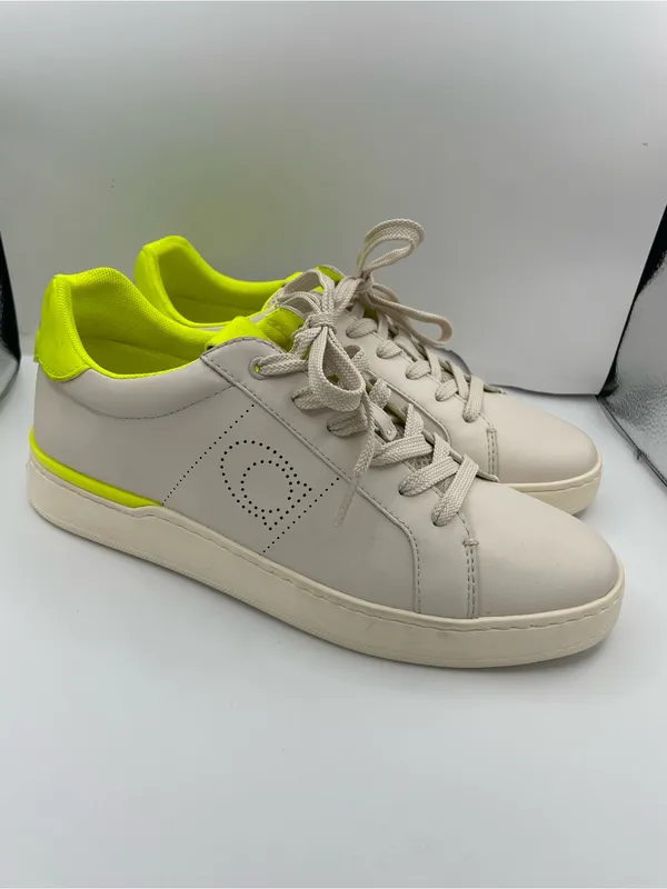 Coach lowline low top leather women’s sneakers G5040 light beige/neon green - Image 2