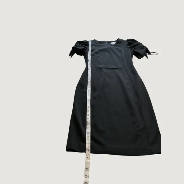 Calvin Klein Womens Black Puff Sleeve Tie Detail Sheath Dress Size 4 Solid LBD - Image 7
