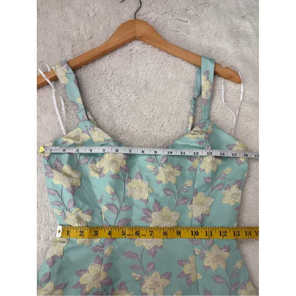 Lulus Immaculate Chicness Mint Blue Floral Brocade Midi Dress Size Small NWT - Image 7