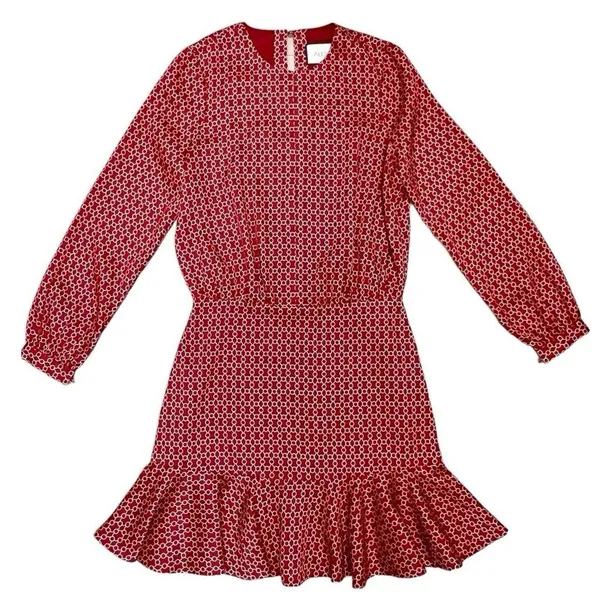 ALEXIS Coretti Mini Dress Silk Blouson Top Flounce Hem Printed Women's Size M - Image 5