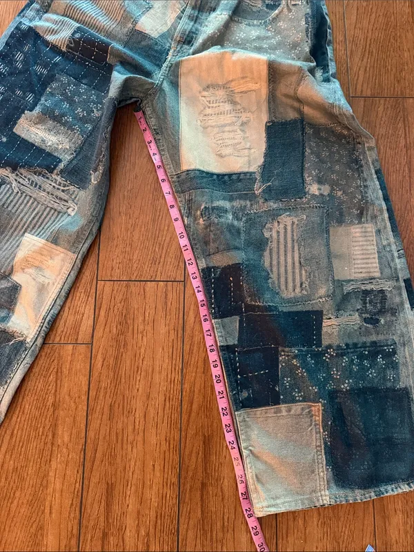 Free People Illusions Patchwork Barrel Jeans- size 28 - Image 7