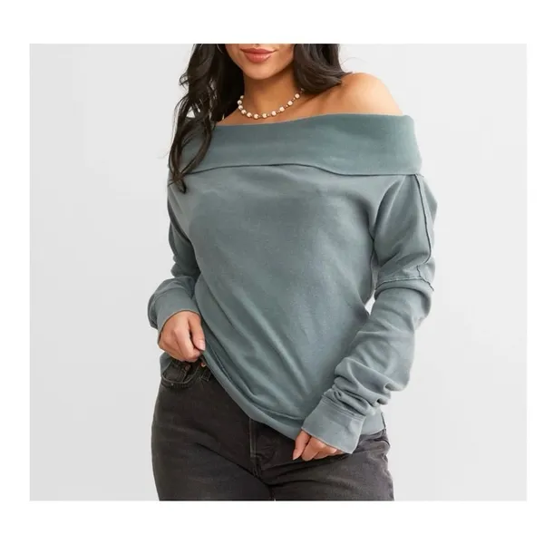 Free People We The Free Not The Same Tee Medium NWT Long Sleeve Off Shoulder - Image 3