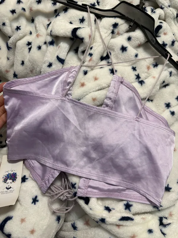 Silky Lavender Tie Up Top Purple - Image 2