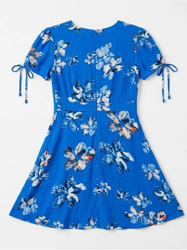 Lulus Women’s Bloomin' Love Blue Floral Pattern Skater Dress Size M - Image 12