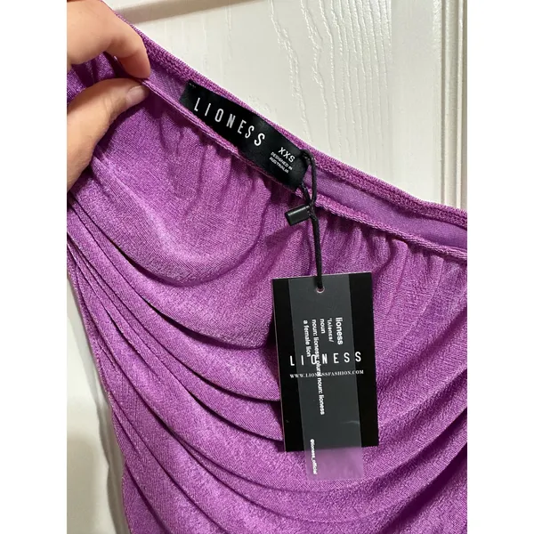 Lioness The goddess mini ruched purple one shoulder dress size 0 NEW‎ - Image 3