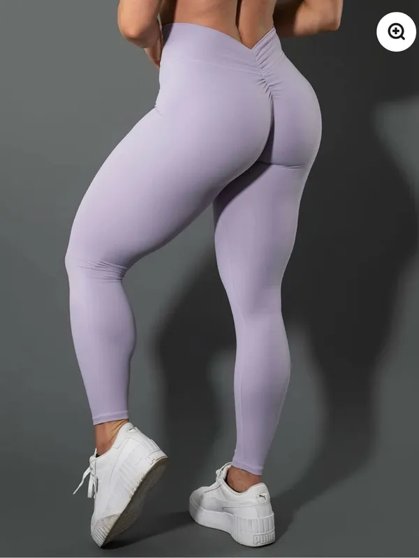 Violate The Dress Code High-Waist V-Back Leggings in Soft Lavender - Image 2