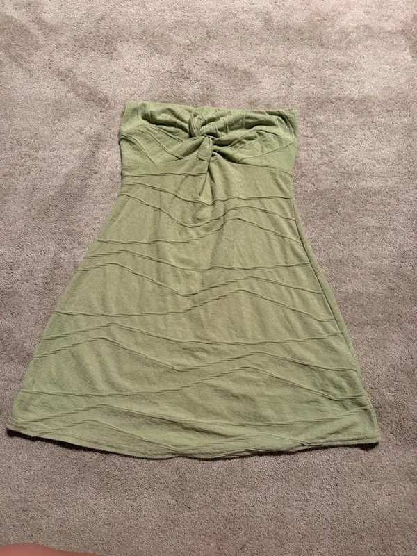 PrettyLittleThing Olive Green Strapless Mini Dress – Size 10 - Image 2