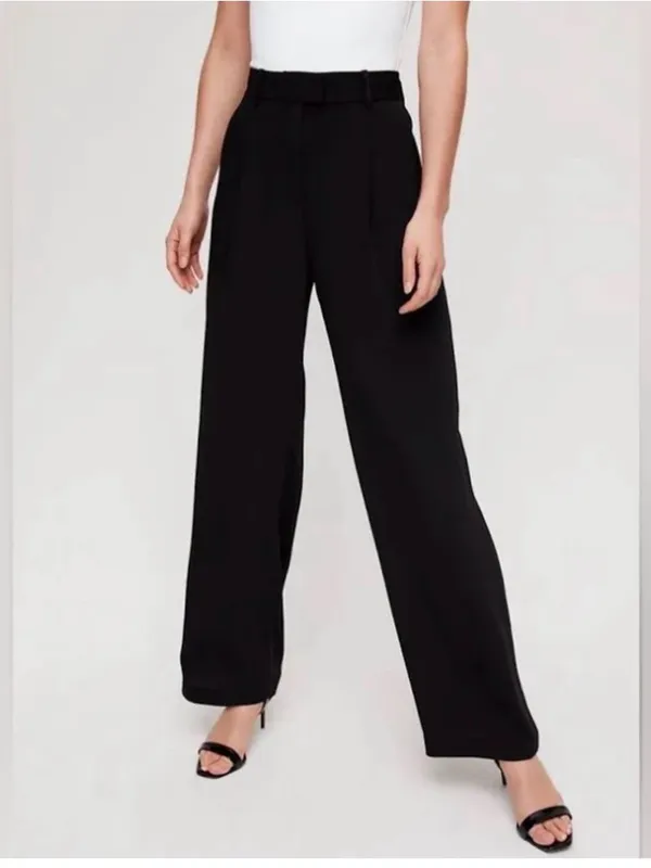 Aritzia Babaton Sadiki Pant Black Size 4 High Rise Wide Leg Pleated Trousers - Image 2