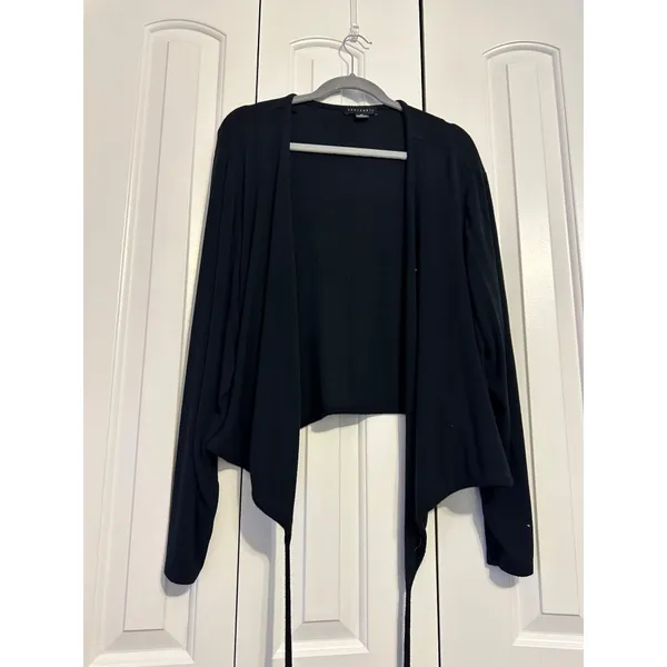 Sanctuary Wrap Top‎ Ribbed Ballet Black Tie Waist Long Sleeve 2X Plus Size - Image 2