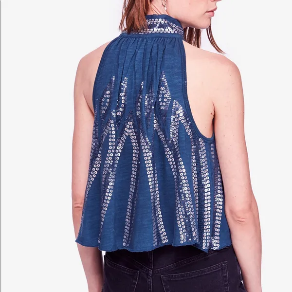 NWT Free People Glitter City Sequins Detailing Blouse - Image 4