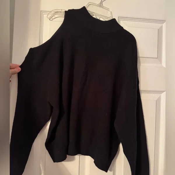 Anthropologie One Side, Off-the-Shoulder Black Sweater - Image 2