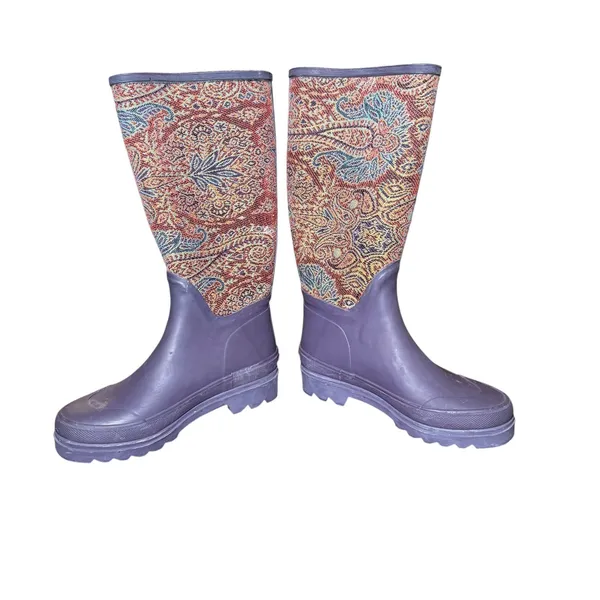 Smith & Hawken Paisley Rubber‎ Rain Boots outdoor wellies Gardening Size 6 - Image 4