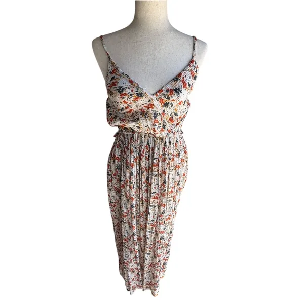 Floral Spaghetti-Strap Midi Dress in White Multicolor floral print - Image 2