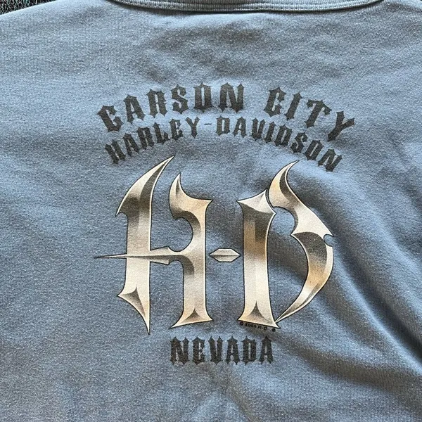 Harley-Davidson Vintage 2004 Y2K Blue Short Sleeve Tee Graphic T Shirt SZ M Bike - Image 13