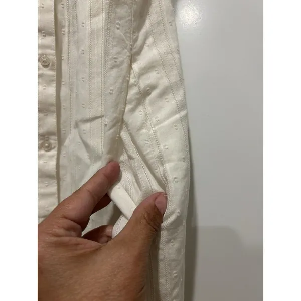 Anthropologie Maeve 4 Ivory Eyelet Fit Flare Dress Button Casual Beach Preppy - Image 4