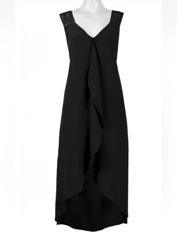 Adrianna Papell Dress Size 8 Black High Low Hem Sleeveless NWT - Image 6