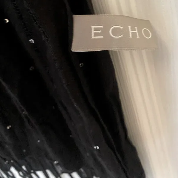 ECHO Lightweight Sheer Black Shawl with Silver Sequin Details - Image 2