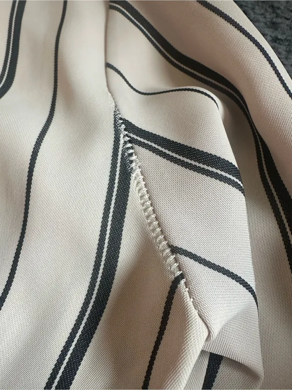 Astrid Black Label Cream and Black Stripped Jumpsuit Size Small - Image 8