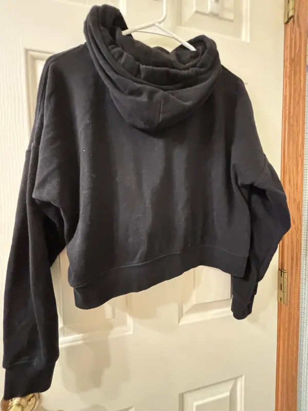 Calvin Klein Black Cropped Hoodie Sweatshirt - Image 2