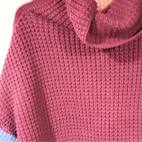 Free People Party City Oversize Chucky Knit Color Block Turtle‎ Neck Size XS - Image 3