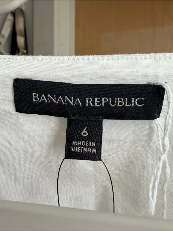 NWT! Banana Republic White Linen Cotton Blend Button-Front Dress Size 6 - Image 4