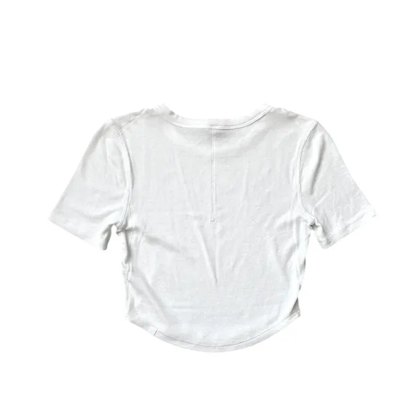Lululemon Hold Tight White Ribbed Stretch Cropped Short Sleeve T-Shirt Size 2 - Image 3