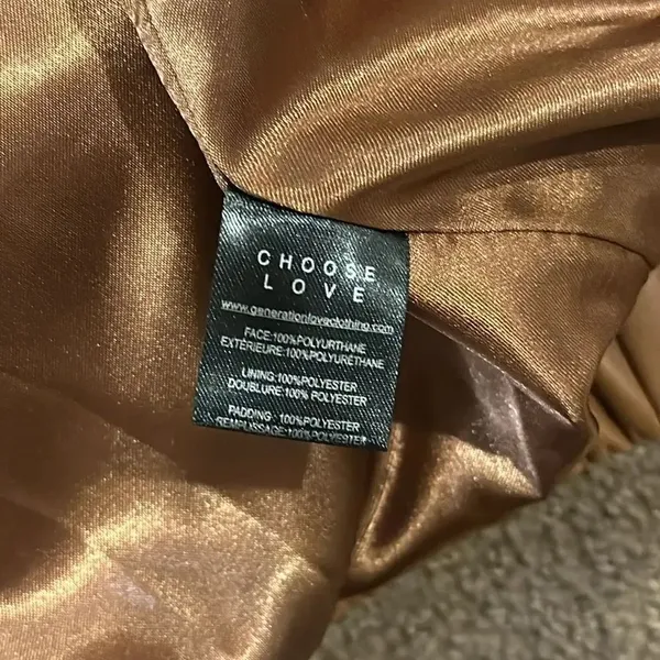 GENERATION LOVE Women’s Camel Brown Vegan Puffer Jacket Size M New - Image 7